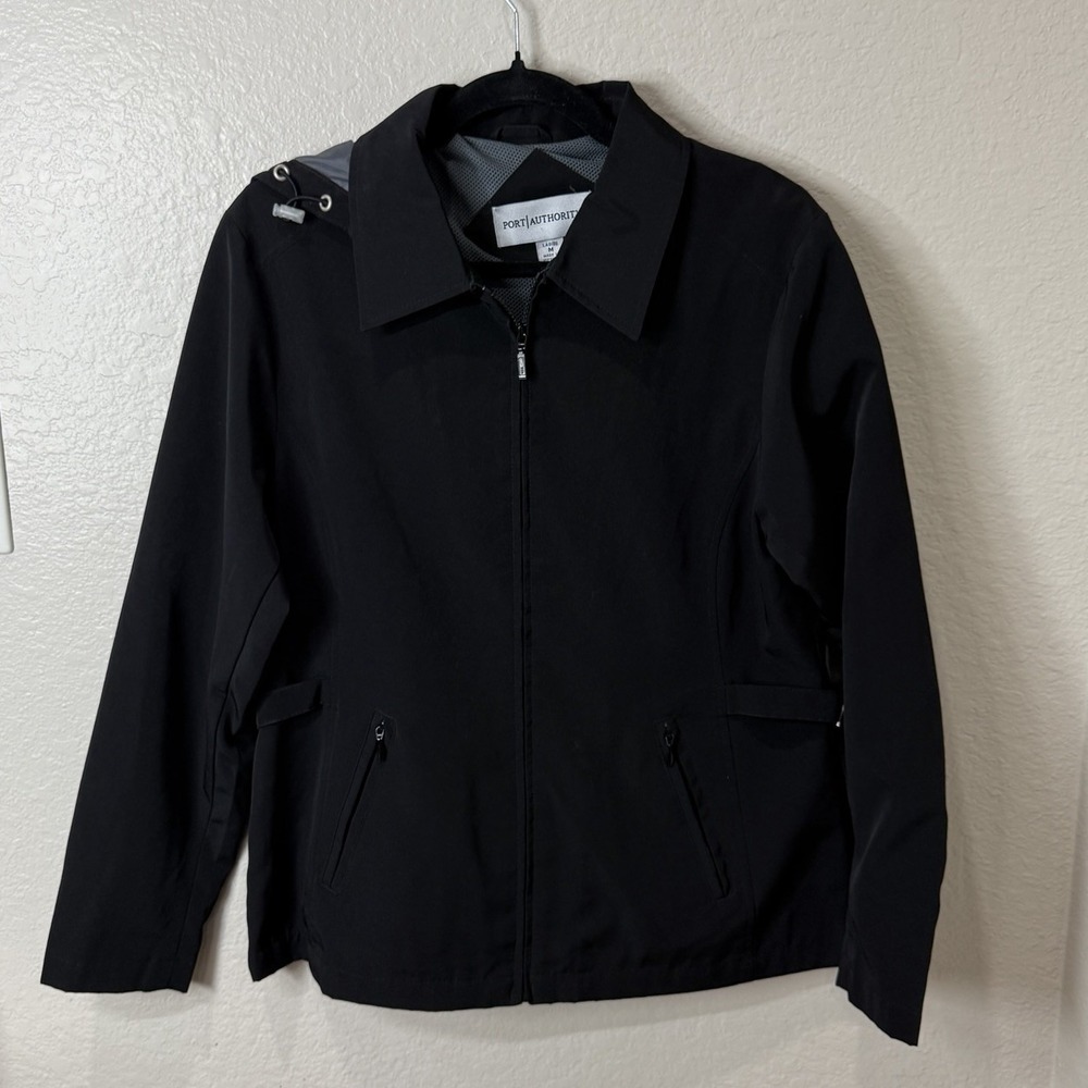 Port Authority Ladies Legacy Black Jacket Zipper Closure Wind Water Resistant M